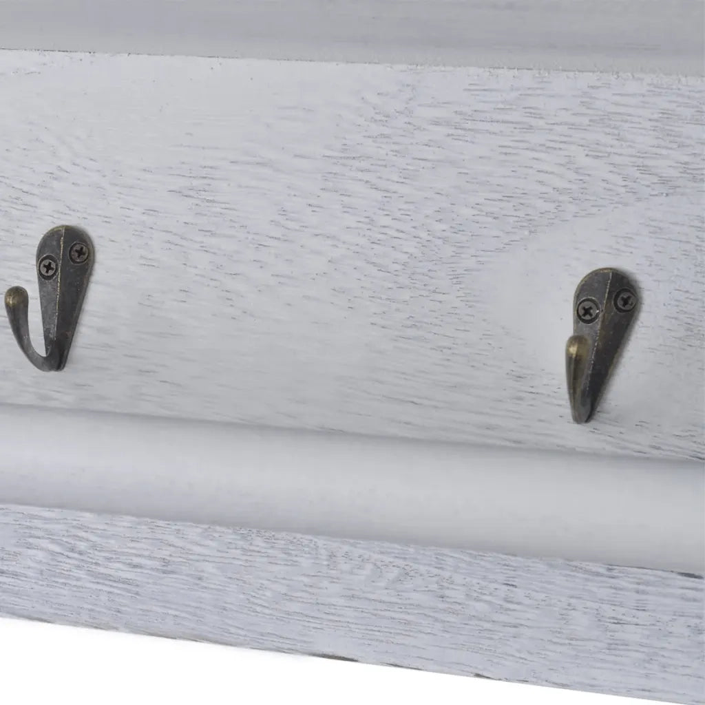 Mensola da Parete Bianca 60x23,5x33 cm in Legno di Paulownia 240792