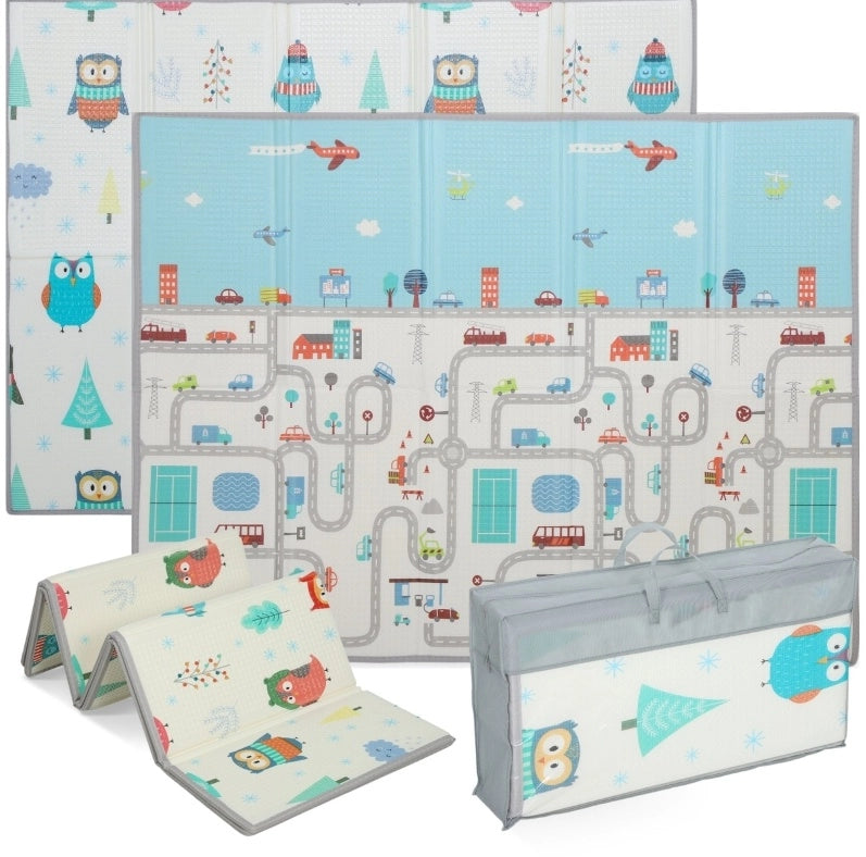 Tappeto gioco bimbo 200x150 cm in schiuma bifacciale antiscivolo pieghevole