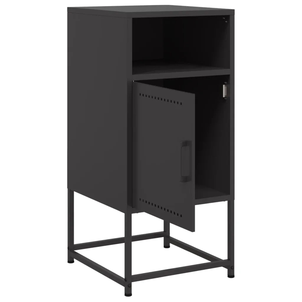 Comodini 2 pz-Set di 2 Tavolino da notte Neri 36x39x78 cm in Acciaio 598655