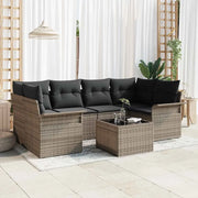 Set Divano da Giardino 7 pcs Grigio Poly Rattan 3345259