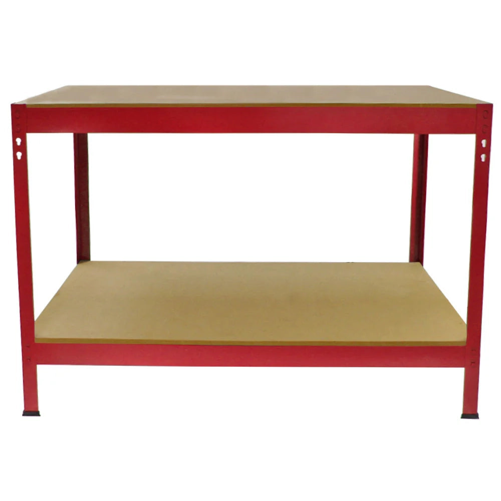 Tavolo da Lavoro Rosso Senza Bulloni in Acciaio e MDF 90x120x60cm