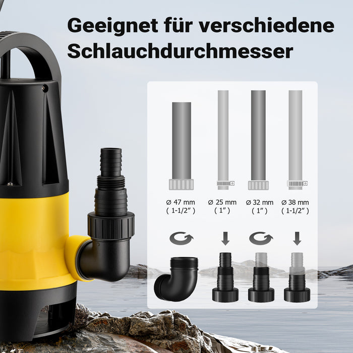 Livellostato, sensore di livello per pompa sommersa acque reflue 900 W 15000 l/h, 2 modalità