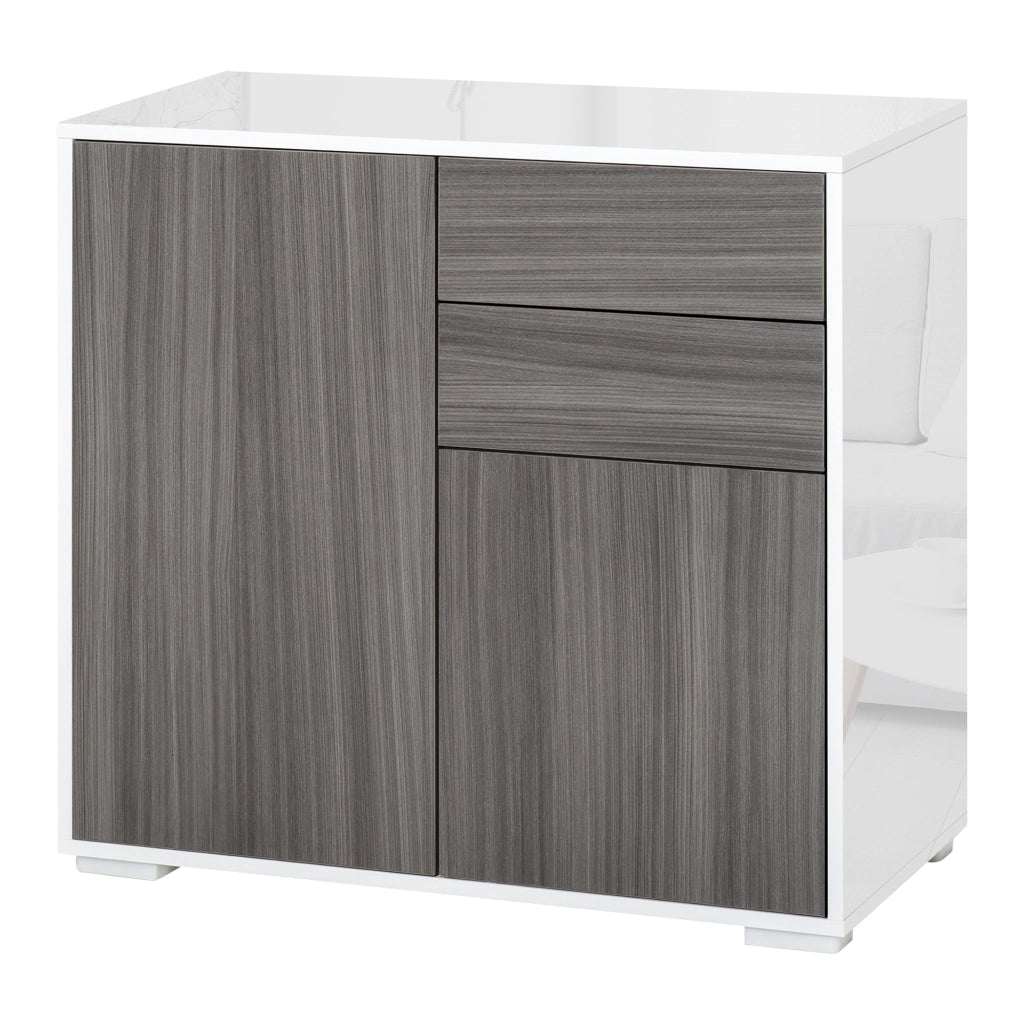 Mobiletto con 2 Cassetti e 2 Ante ¨C zephmum ¨C 79x36x74cm Grigio Chiaro e Bianco