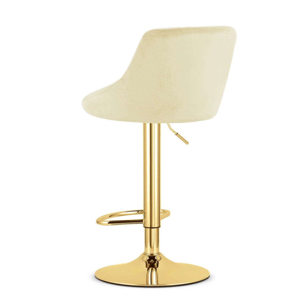 Sgabello girevole Kast in velluto beige e base oro