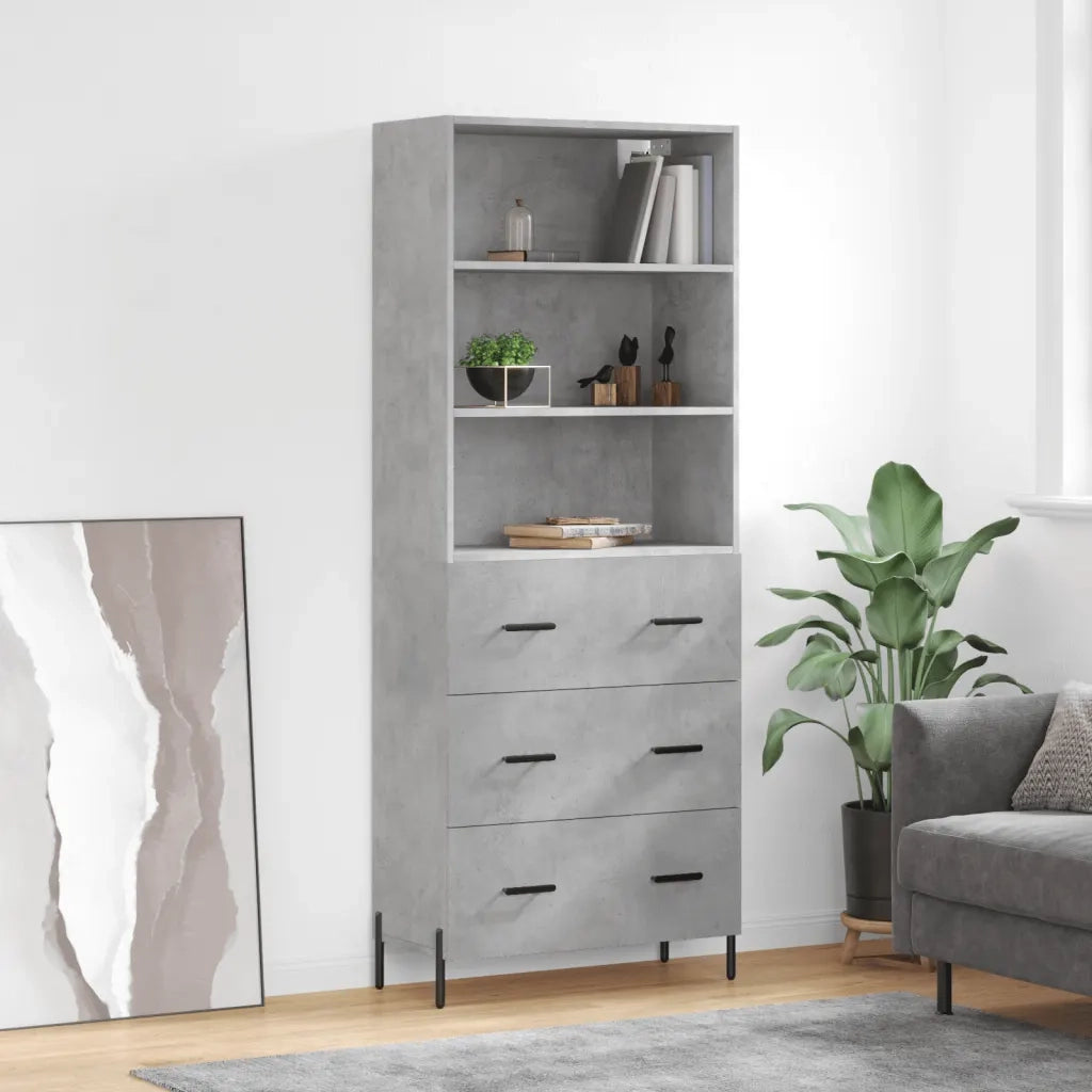 Credenza Grigio Cemento 69,5x34x180 cm in Legno Multistratocod mxl 77476