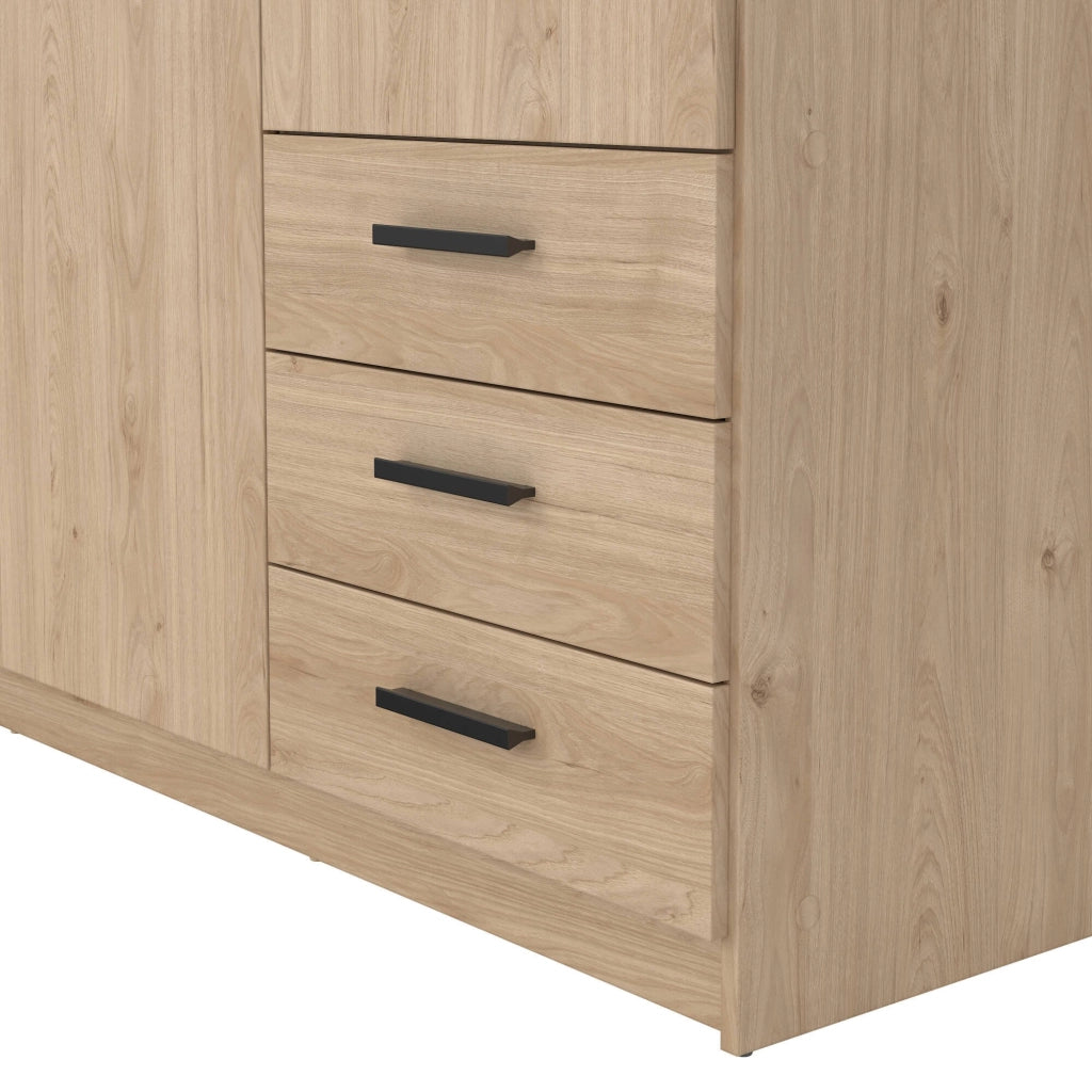 Guardaroba 3 ante Simeon, Mobile camera da letto, Cabina armadio portabiti, Armadio appendiabiti, 147x50 h200 cm, Rovere