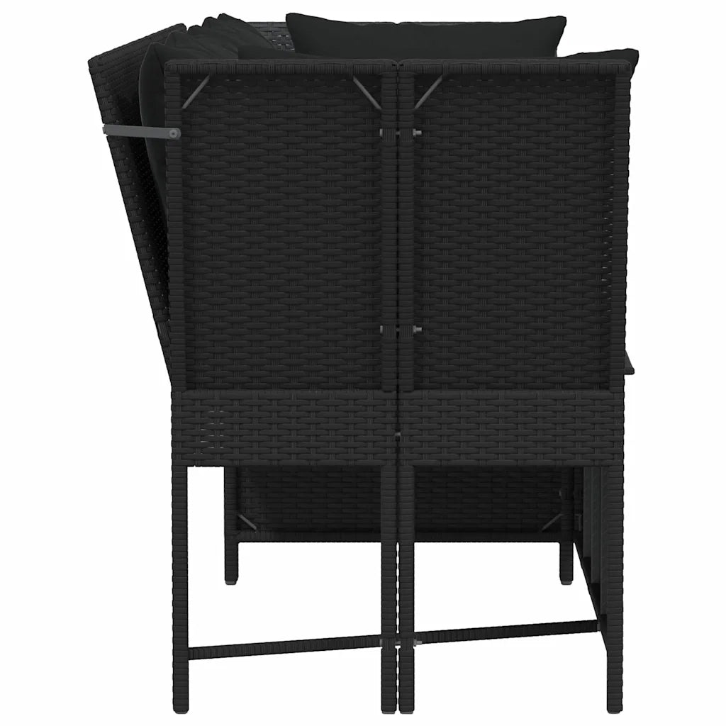 Divano da Giardino con Cuscini-Sofa da Giardino-Divano da esterno in Polyrattan Nero 481812