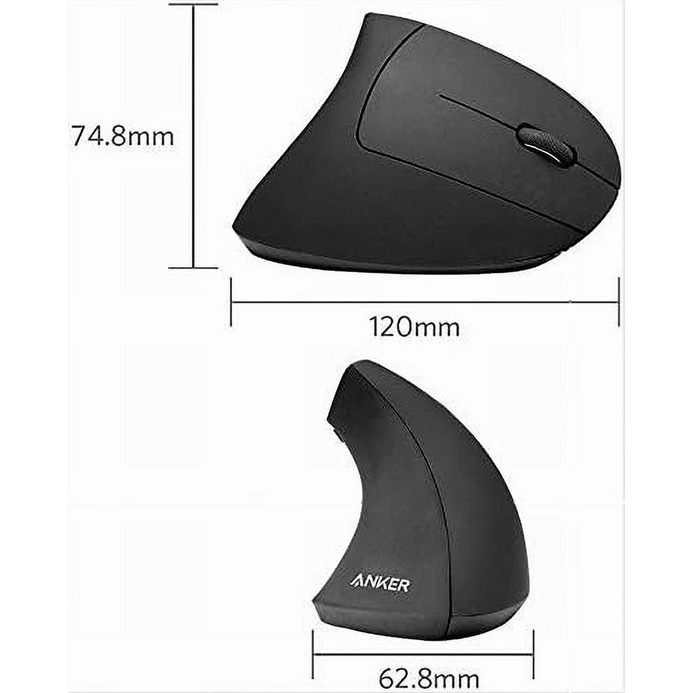 Trade Shop - Mouse Verticale Wireless Senza Fili Impugnatura Verticale Design Ergonomico Nero -