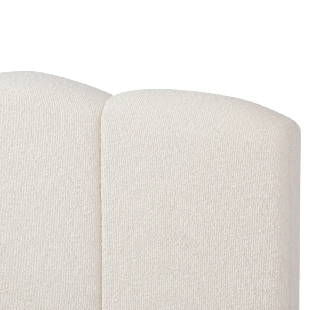 Letto imbottito 180x200 cm con contenitore idraulico e LED in bouclé bianco
