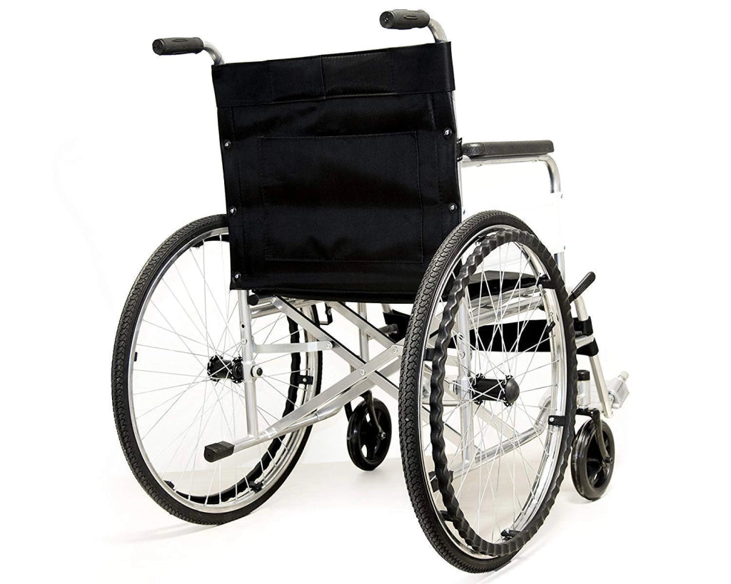 Sedia A Rotelle Carrozzina Ad Autospinta Per Disabili Anziani Telaio Robusto Ergonomico Pieghevole In Acciaio Con Braccioli Poggiapiedi Estraibili Cintura Di Sicurezza Colore Grigio