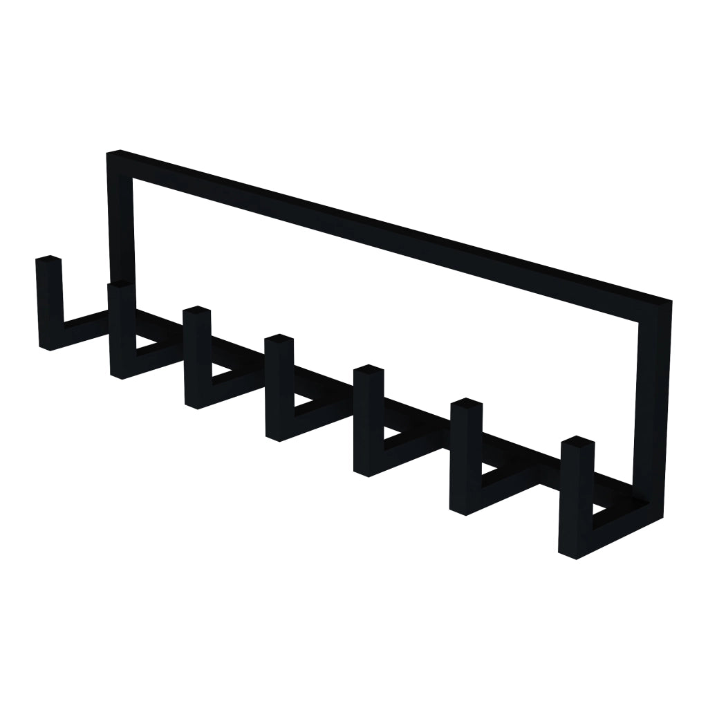 Appendiabiti da Parete Lyngen con 7 Ganci Porta Abiti 75 x 10 x 20 cm Acciaio Nero [en.casa]