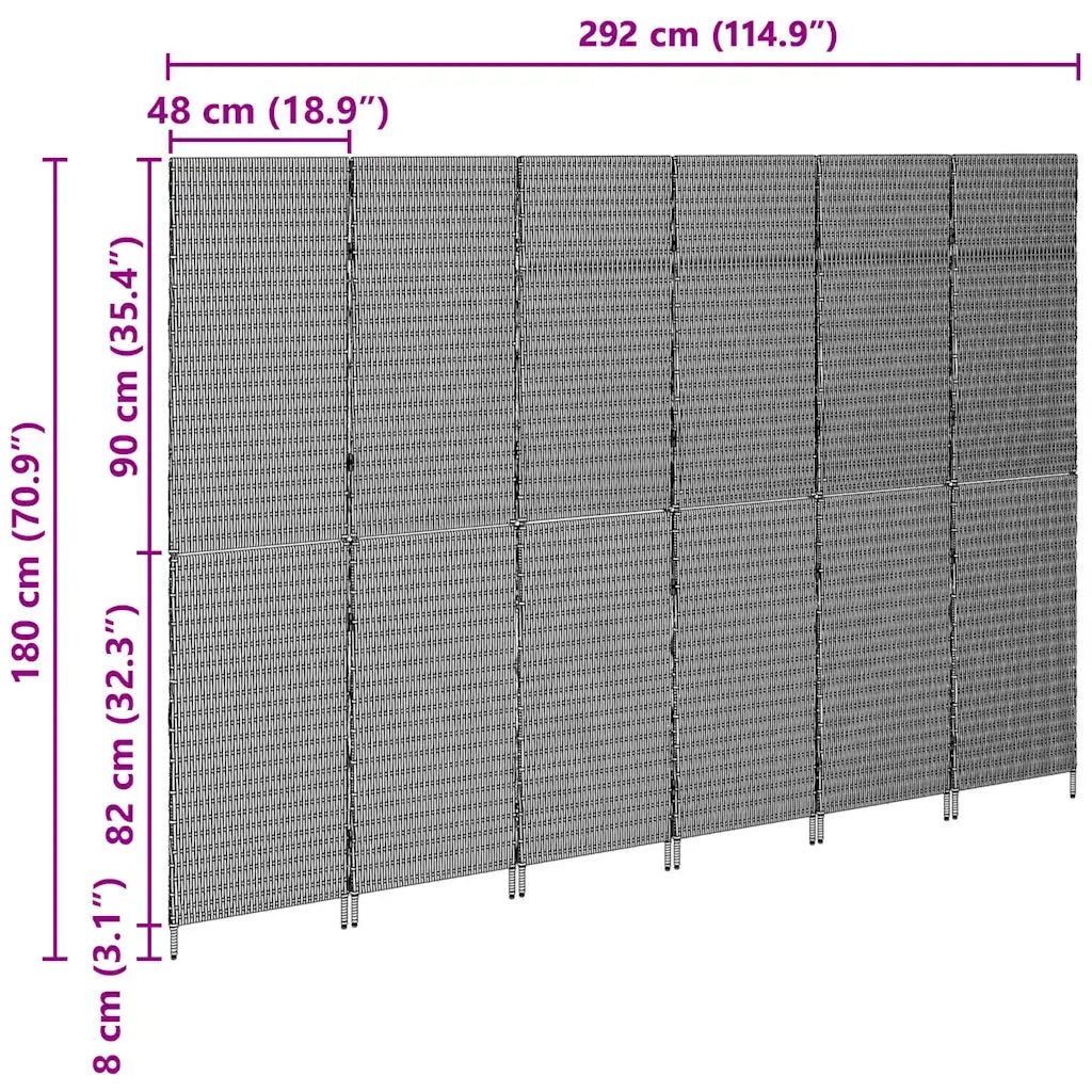 Divider per stanze | Paravento | Divisorio Ambienti Beige 292 x 180 cm polyrattan
