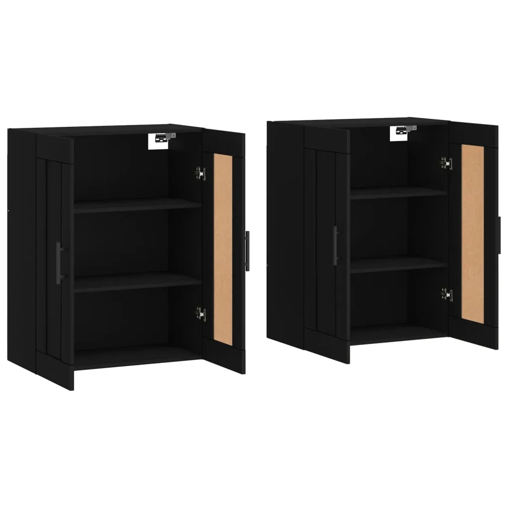 Armadietti a Parete 2 pz Neri in Legno Multistrato 3198042