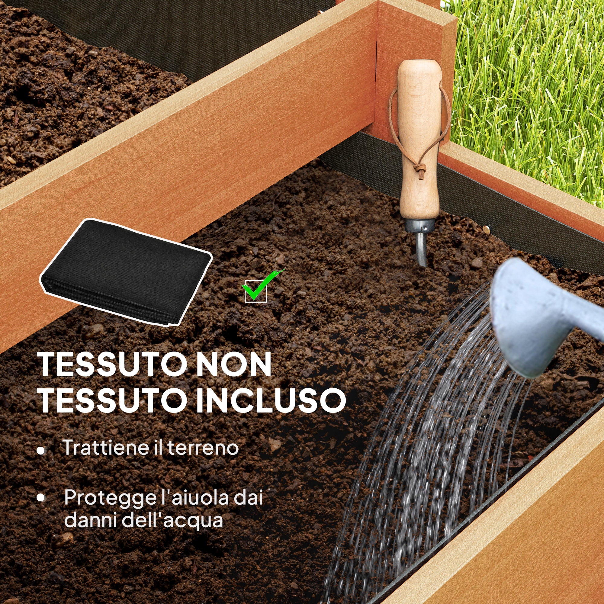 Fioriera con Grigliato a 3 Livelli 95x95x110 cm in Legno di Abete e Tessuto non Tessuto Marrone