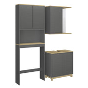 Vicco Set di mobili da bagno Antracite/quercia 3 parti