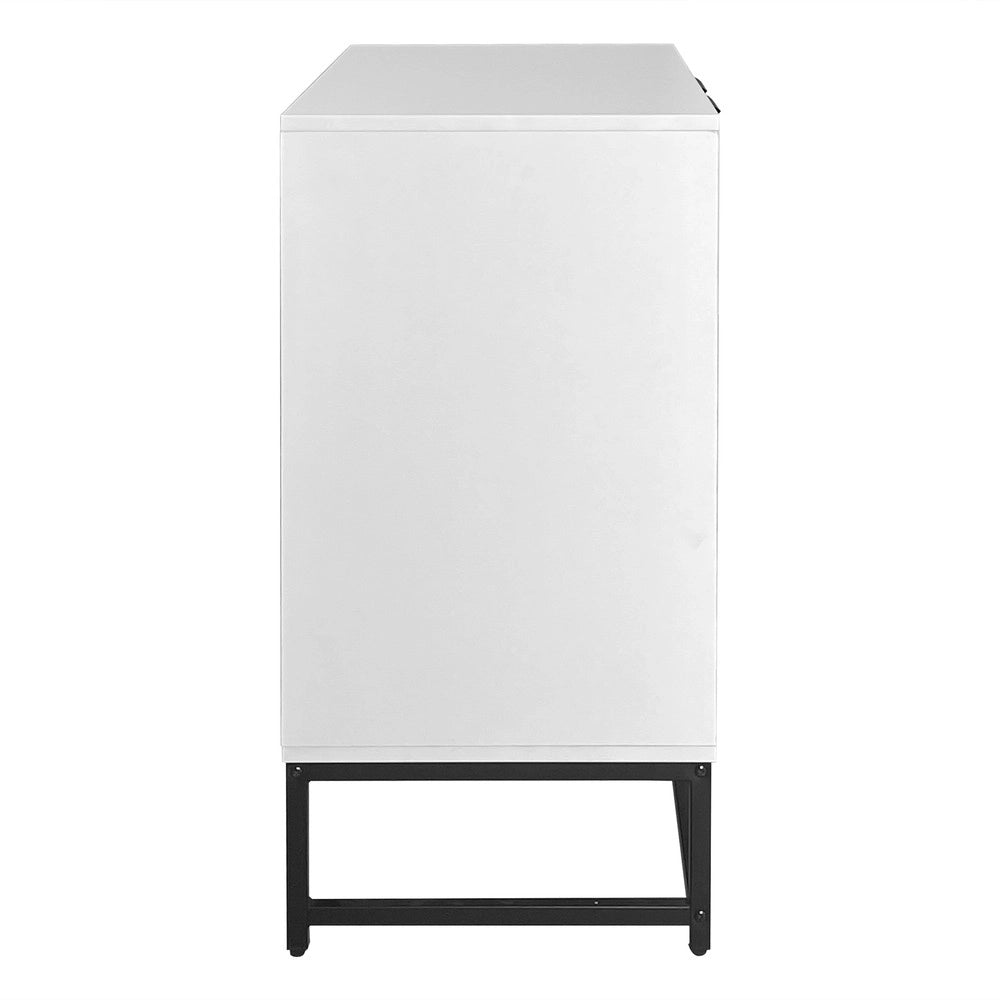 Cassettiera con 2 Ante e Cassetti ¨C MINIMAL ¨C Bianco, Metallo, 160x40x80 cm