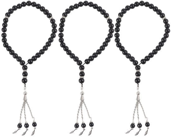 Collana di preghiera per 3 pezzi - Mala musulmana - Campanello di preghiera - Bracciale a perle - Regalo per donne/uomini - Glitter di alta qualità - Tasbih