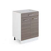 Mobiletto base per cucina R-Line Grigio nobile/Bianco 60 cm con cassetto, senza piano di lavoro Vicco