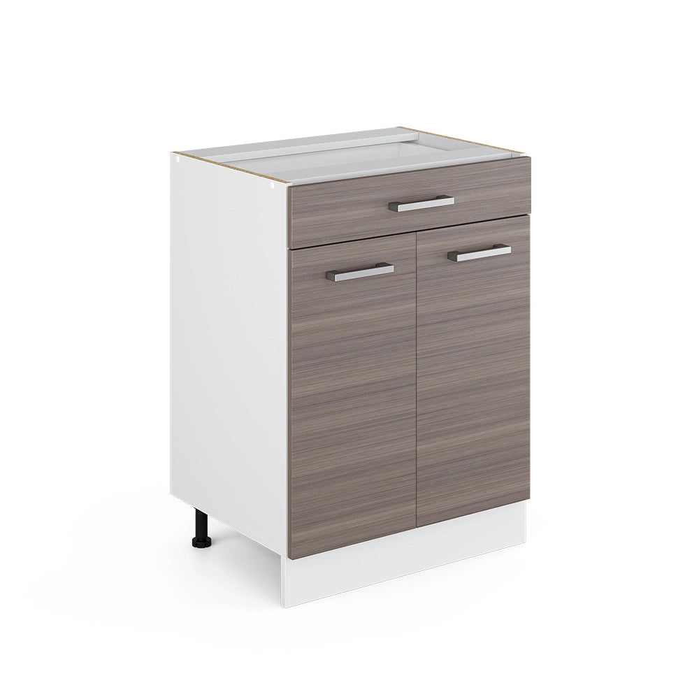 Mobiletto base per cucina R-Line Grigio nobile/Bianco 60 cm con cassetto, senza piano di lavoro Vicco