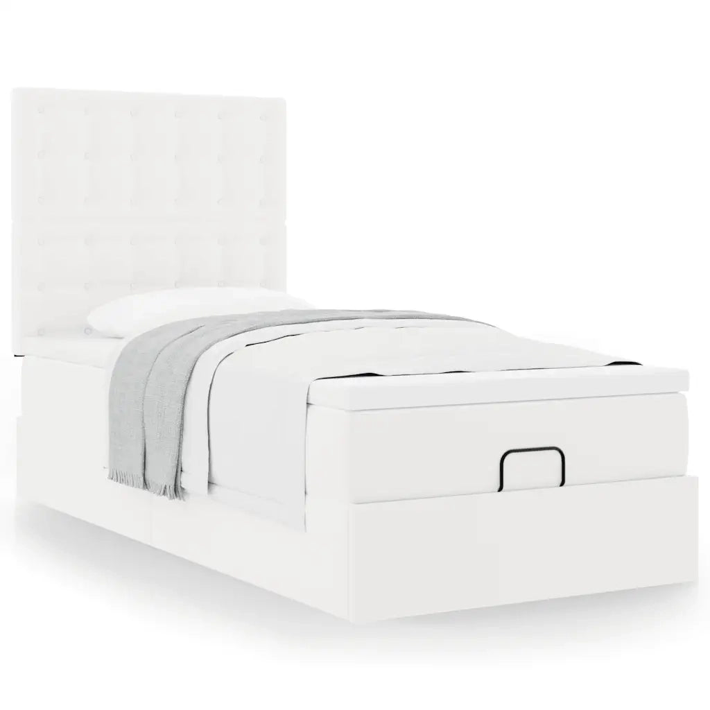 Letto Pouf con Materasso Bianco 90x200 cm Similpelle 3312982