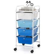 Carrello portaoggetti con ruote 37 x 32 x 76 cm con 4 cassetti estraibili design moderno in metallo argento e blu 20_0011373