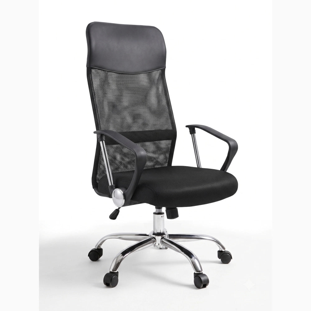 Sedia da Scrivania Ufficio ergonomica direzionale imbottita Schienale a rete Nera NEW YORK