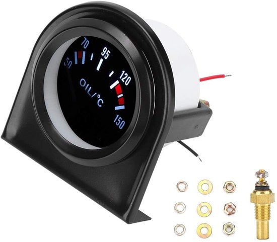 Termometro Olio con LED 52mm - Raggio di misura 50-150°C - Alta sensibilità - Facile da installare - Adatto per modifiche automobilistiche
