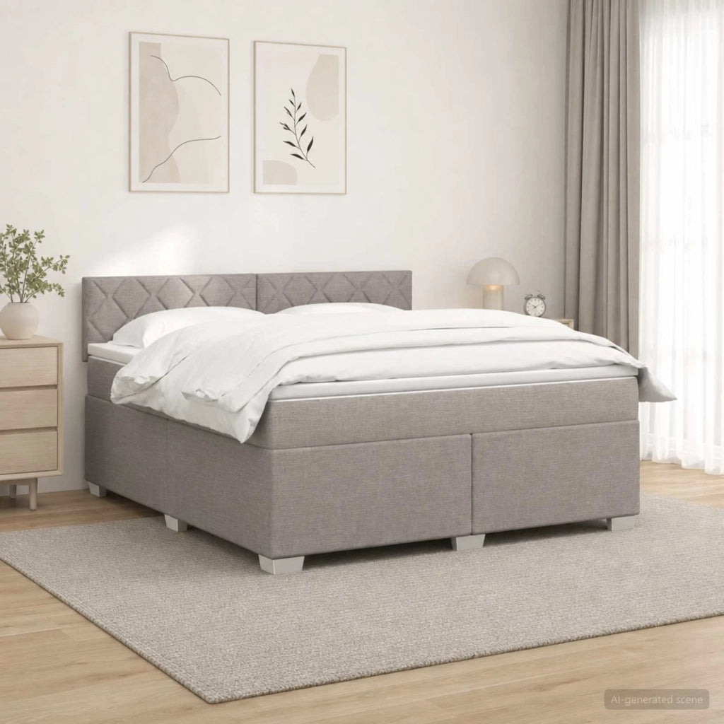 Letto box spring con materasso Tortora 180 x 200 cm Tessuto 3450548