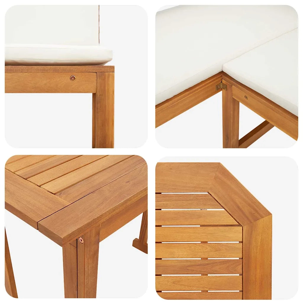 Set Bistro da Giardino 3 pcs Marrone Legno di Acacia Massello 3329111