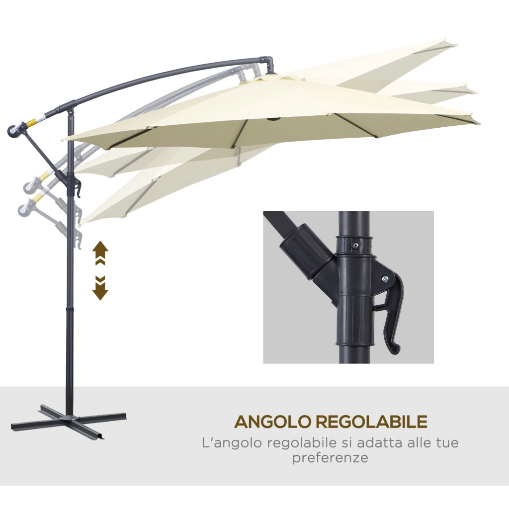 Ombrellone da Giardino ¨C zephmum ¨C Beige, Metallo, Poliestere, 3x2.5 m