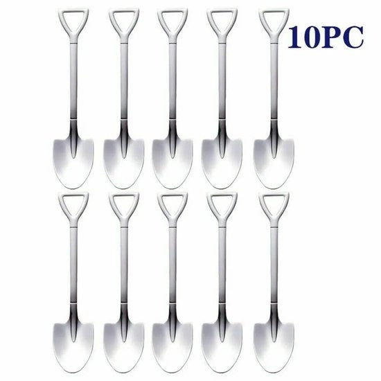 Set di 10 cucchiai in acciaio inossidabile a punta acuta per caffè e ghiaccio, cucina vintage