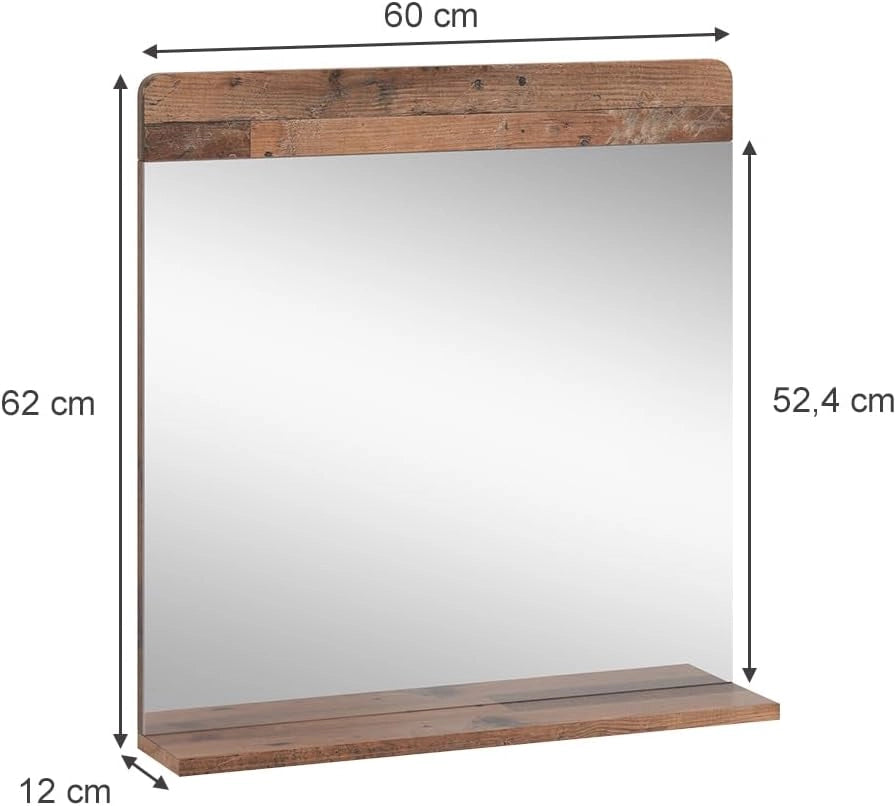 Specchio da bagno Izan, Oldstyle, 60 x 62 cm con ripiano