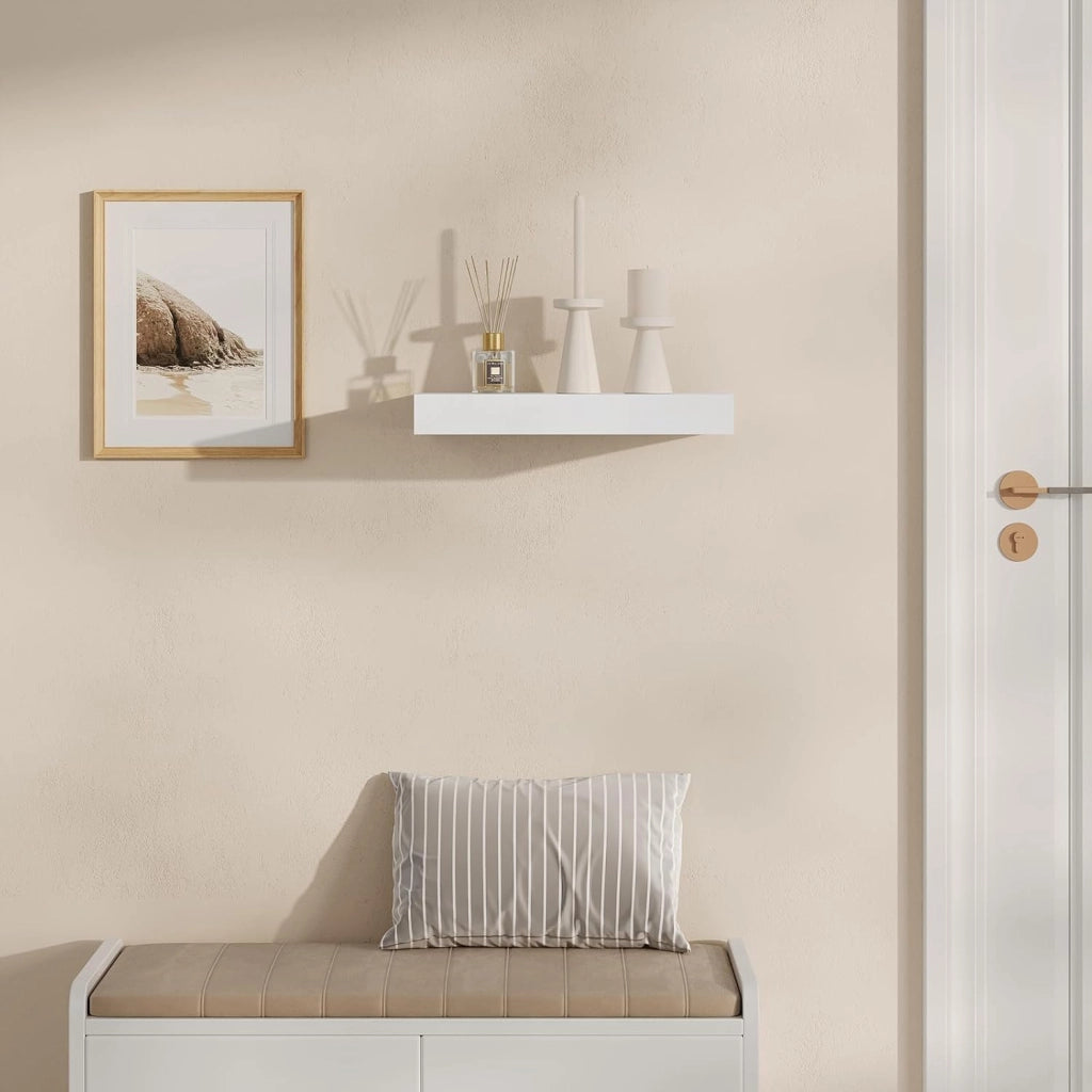 Mensola da Muro, Scaffale Parete Moderno, Mensola con Cassetto in MDF per Soggiorno, Camera da Letto, Cucina, 40x25x5cm Bianco, RG9344ws