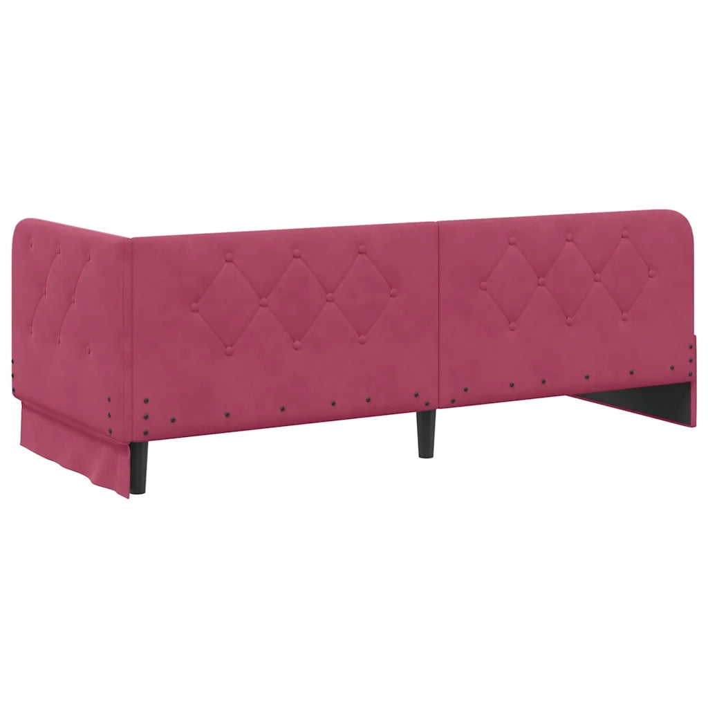 Cornice del letto ad angolo Rosso Vino 80 x 200 cm Velluto 3394066