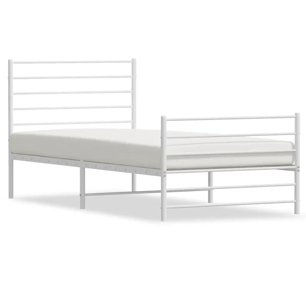 Giroletto con Testiera e Pediera-Struttura Letto Metallo Bianco 90x190 cm 545097