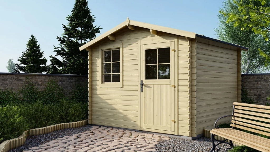 Casetta da giardino in legno - 7.5m2 - 3x2.5m - 28mm - colore: naturale - DOM469 - ALTANKA