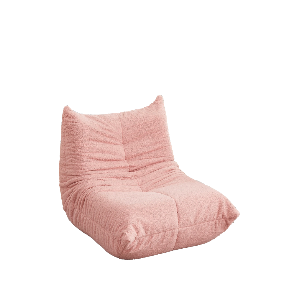 POLTRONA bassa modulare in ciniglia rosa, senza montaggio