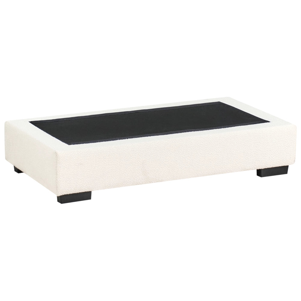 Pouf imbottito in bouclé bianco sporco rettangolare stile moderno minimalista