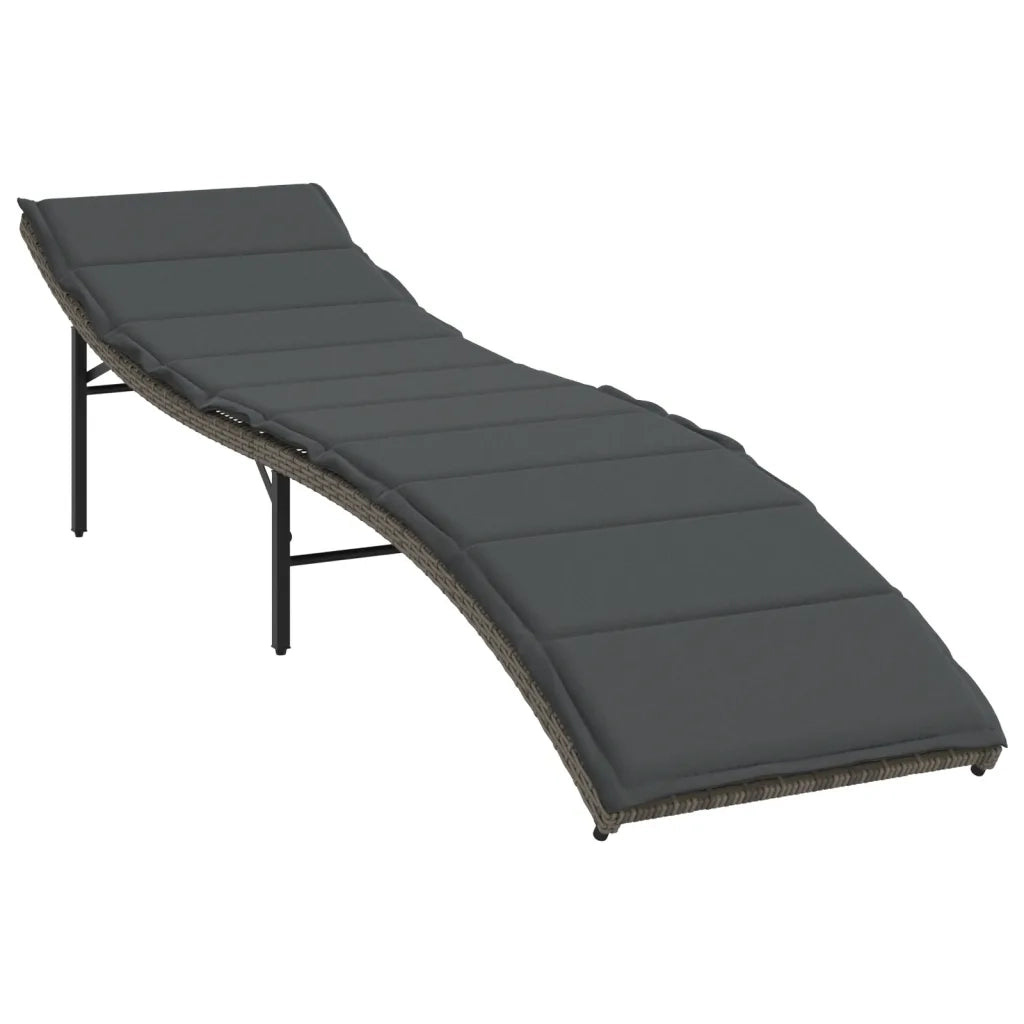 Lettino Prendisole | Sdraio da giardino | Lettino da sole con Cuscino Grigio 55x199x50cm in Polyrattan