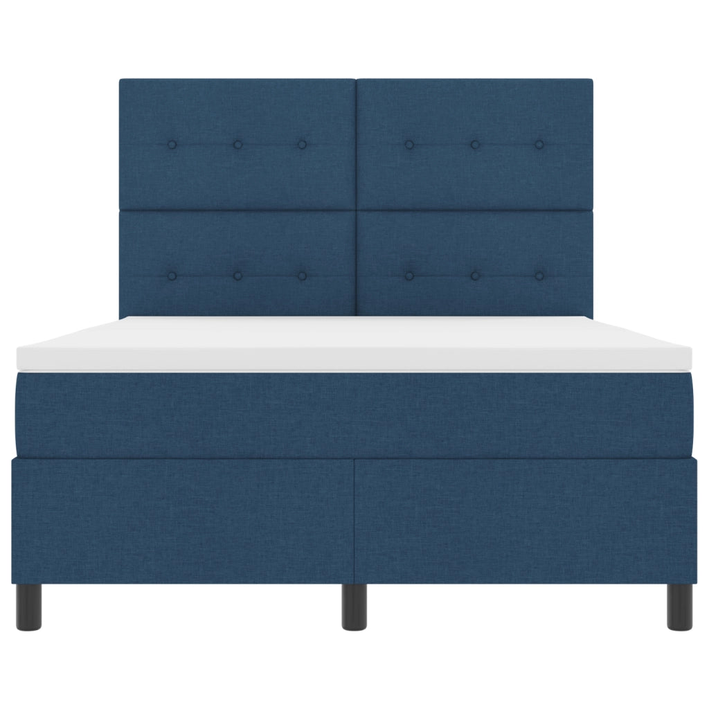 Letto Box Spring con Materasso e Luce LED Blu 160x200 cm Tessuto