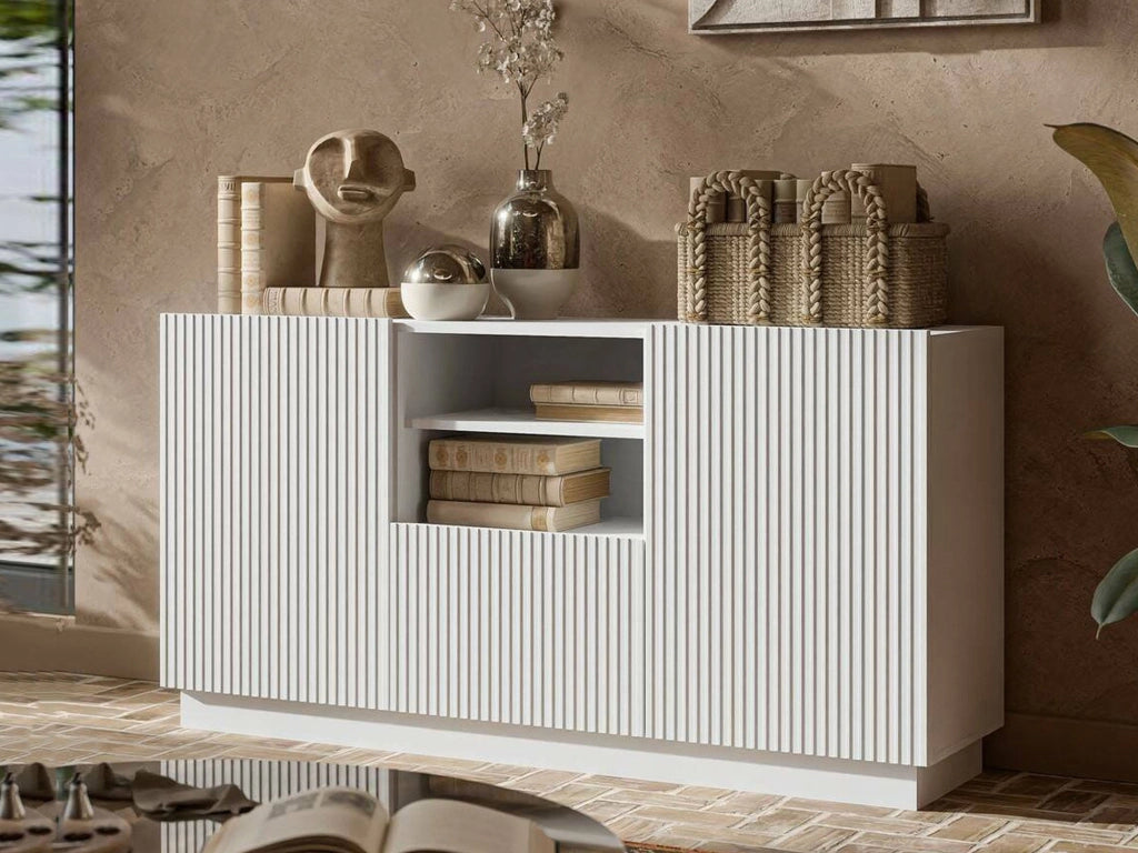 Madia Serchio, Credenza 4 Ripiani, 150x40x78h cm Bianco