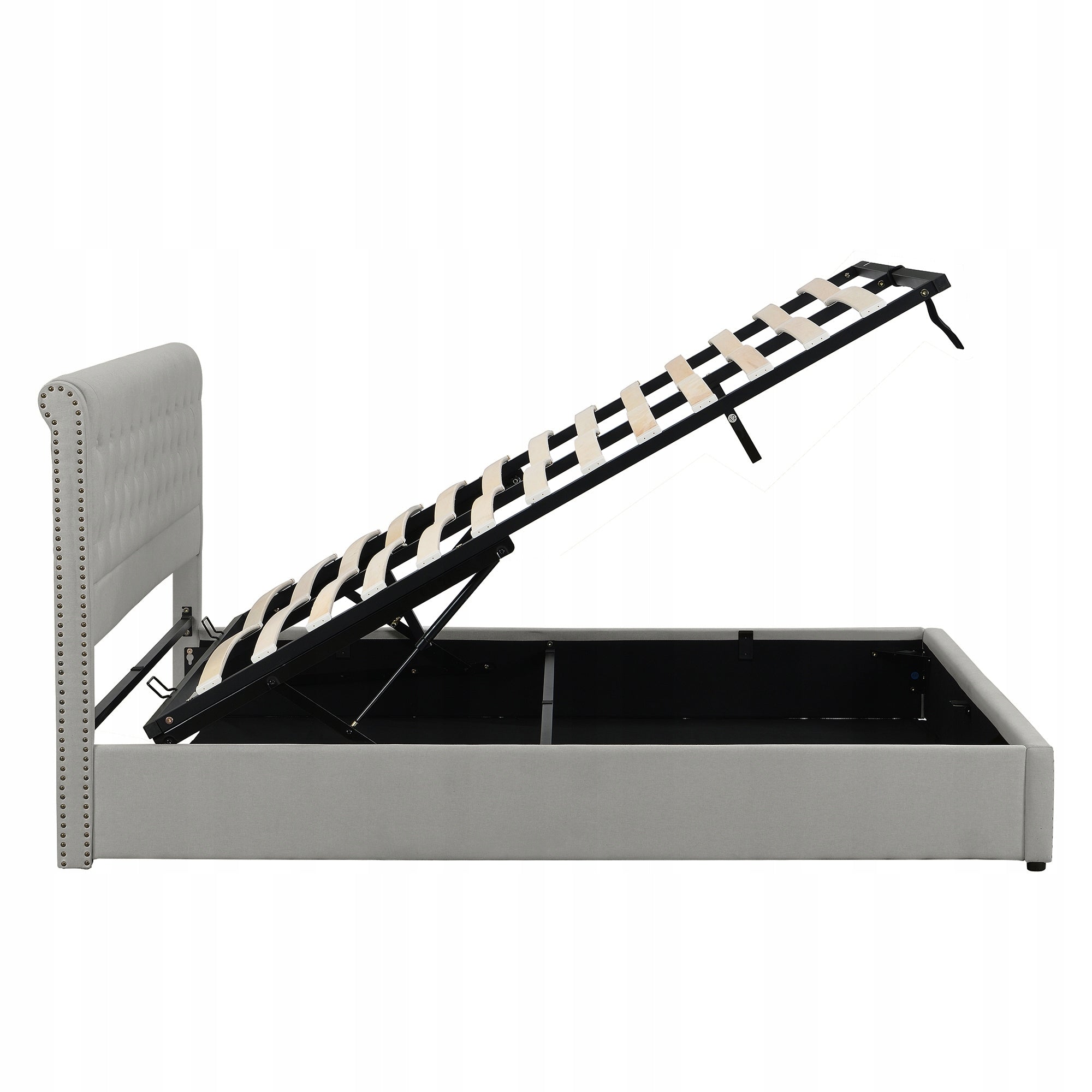 Letto imbottito 180x200 con meccanismo idraulico - Xylo - Grigio