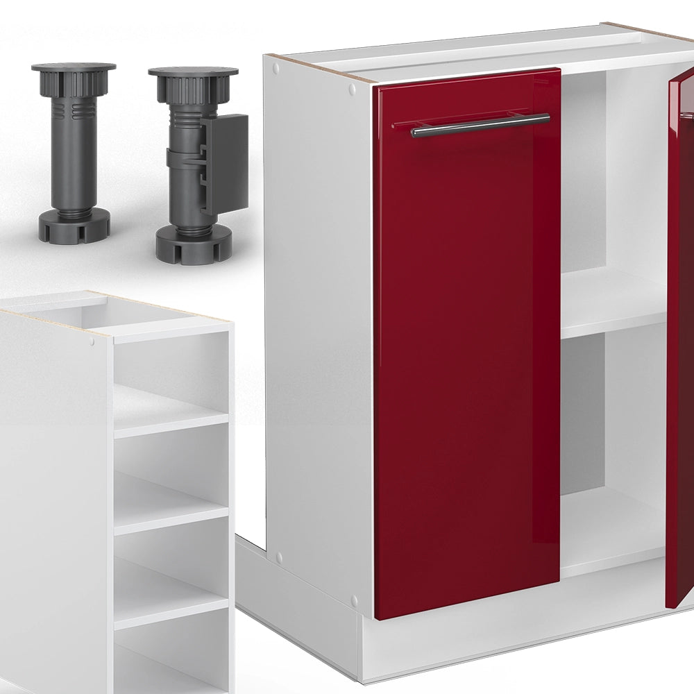 Isola cucina Fame-Line Bordeaux lucido/Bianco 90 cm senza piano di lavoro Vicco