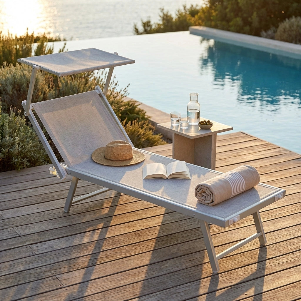 Lettino mare prendisole Pieghevole in Alluminio Textilene cm 186x61x38 - BOSS