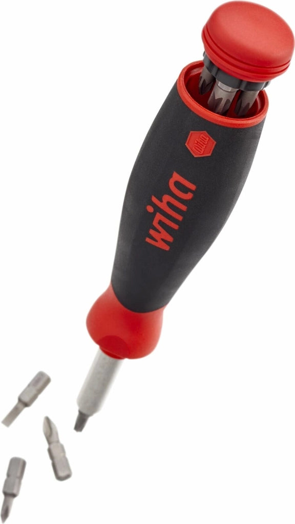 Wiha SB3803050 PocketMax Giravite con Portainserti Magnetico 8 Pezzi 1-4'' con Inserti A Taglio Phillips Pozidriv TORX colore Nero