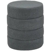 Pouf Rotondo in Peluche Teddy, Struttura Metallica Resistente 120 kg, Φ40x45H cm, Grigio scuro