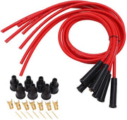 Set di Cavi di Accensione - Diametro 8mm - Lunghezza 1m - Sostituzione per 6 Cilindri di Auto Classica - Inclusi Connettori - Rosso - Cavi di Accensione