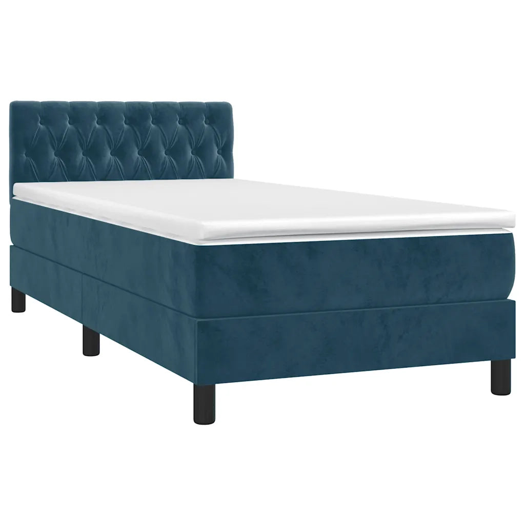 Giroletto a Molle con Materasso Blu Scuro 90x190 cm in Velluto 3141459