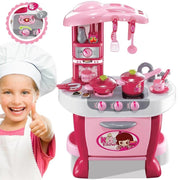 Trade Shop - Cucina Per Bambine Giocattolo 31 Accessori Con Stoviglie Luci Suoni Altezza 70cm -
