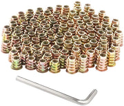 Viti a 5 viti a testa in acciaio carbonio cromato per mobili con inserti lignei a flangia per fissaggio a vite e chiodo (M8 x 15 mm & M8 x 20 mm 100)